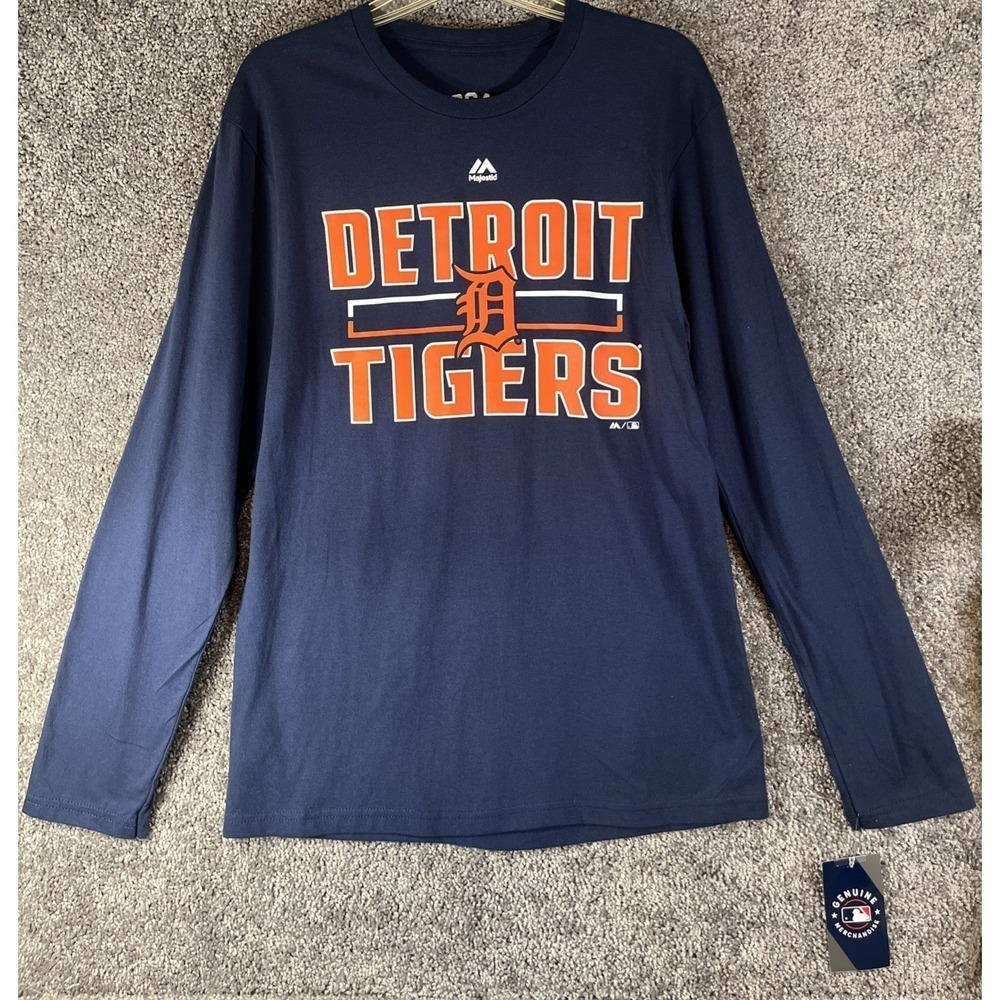 Detroit Tigers MLB CSA Genuine Merchandise Navy Long Sleeved T-shirt Small NWT